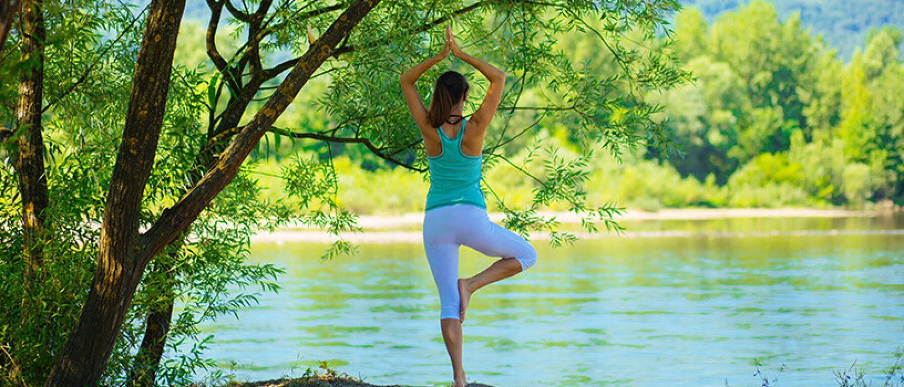 Young Woman Exercise Yoga Nature Sky Sea View Easy Yoga Stock Photo by  ©kokliang 472495964